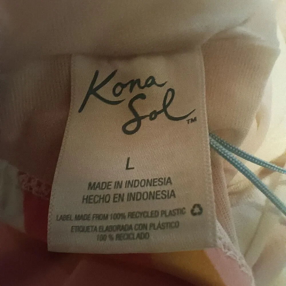 Kona Sol Square Neck One Piece Swimsuit-Large-Lined-Adjustable-Shirring-NWOT
